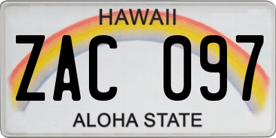 HI license plate ZAC097