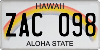 HI license plate ZAC098