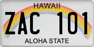 HI license plate ZAC101