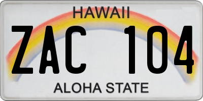 HI license plate ZAC104