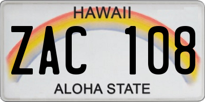 HI license plate ZAC108
