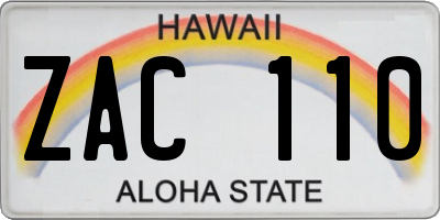 HI license plate ZAC110