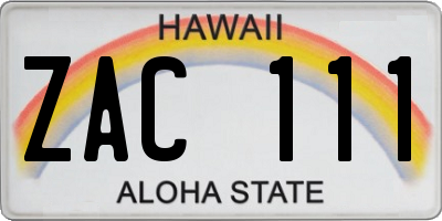 HI license plate ZAC111