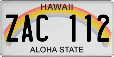 HI license plate ZAC112