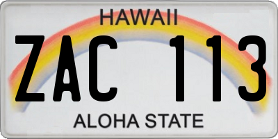 HI license plate ZAC113