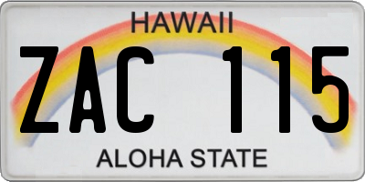 HI license plate ZAC115