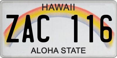 HI license plate ZAC116
