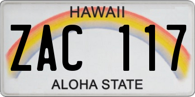 HI license plate ZAC117