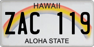 HI license plate ZAC119