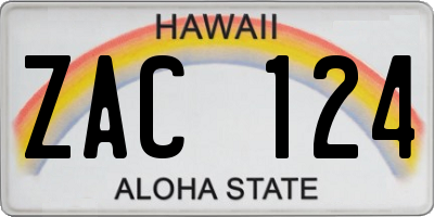 HI license plate ZAC124