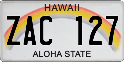HI license plate ZAC127