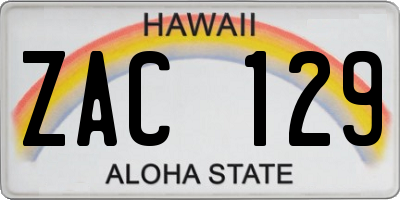 HI license plate ZAC129