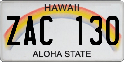 HI license plate ZAC130