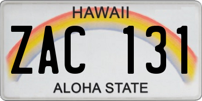 HI license plate ZAC131