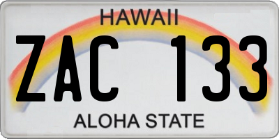 HI license plate ZAC133