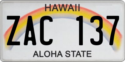 HI license plate ZAC137