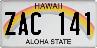 HI license plate ZAC141