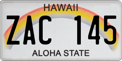 HI license plate ZAC145