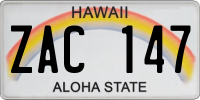 HI license plate ZAC147