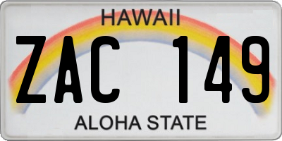 HI license plate ZAC149