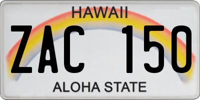 HI license plate ZAC150