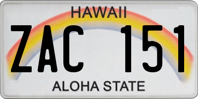HI license plate ZAC151