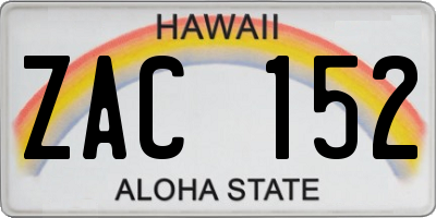 HI license plate ZAC152