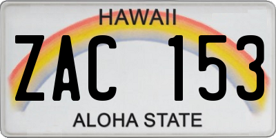HI license plate ZAC153
