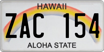 HI license plate ZAC154