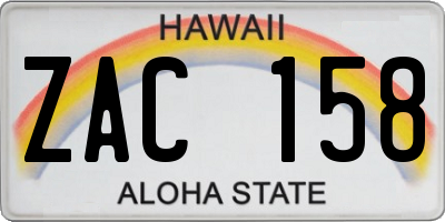 HI license plate ZAC158