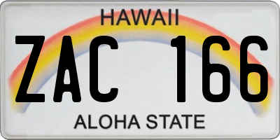 HI license plate ZAC166