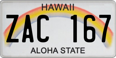 HI license plate ZAC167