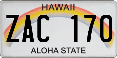 HI license plate ZAC170