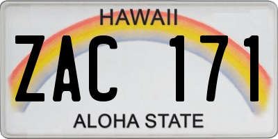 HI license plate ZAC171