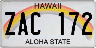 HI license plate ZAC172