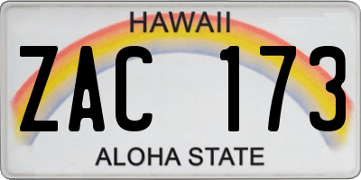 HI license plate ZAC173