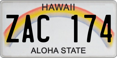 HI license plate ZAC174