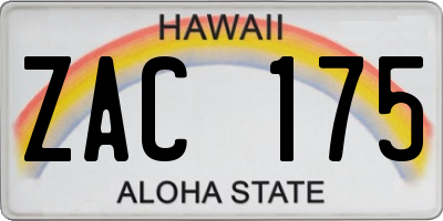 HI license plate ZAC175