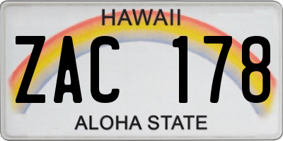 HI license plate ZAC178