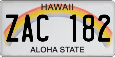 HI license plate ZAC182