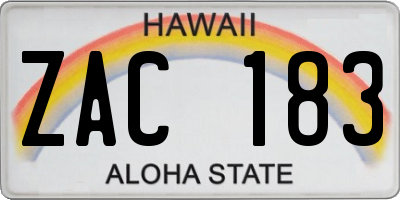 HI license plate ZAC183