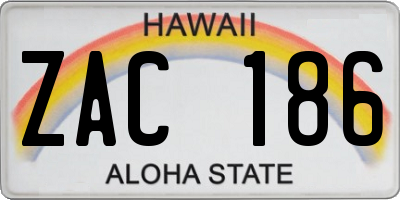 HI license plate ZAC186