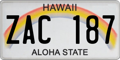 HI license plate ZAC187