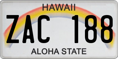 HI license plate ZAC188