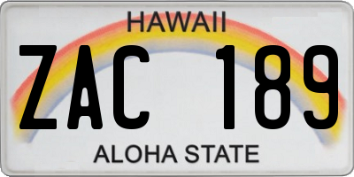 HI license plate ZAC189
