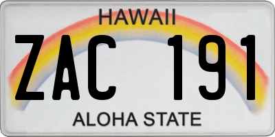 HI license plate ZAC191