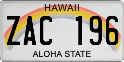 HI license plate ZAC196