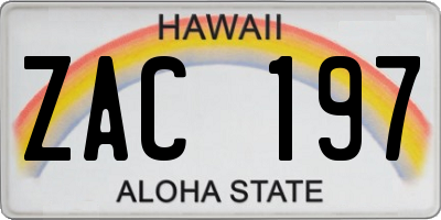 HI license plate ZAC197