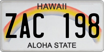 HI license plate ZAC198