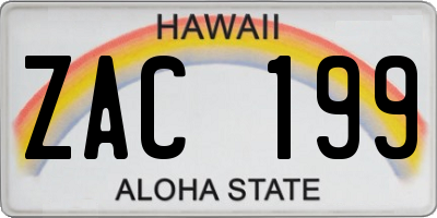 HI license plate ZAC199